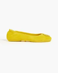 Tory Burch Minnie Ballerinas aus Veloursleder mit Verzierung Gelb