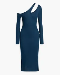 NAADAM Midikleid aus einer Modal-Kaschmirmischung mit Cut-outs und asymmetrischer Schulterpartie Blau