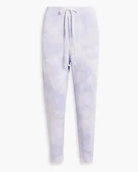 Nili Lotan Nolan Cropped Track Pants aus Baumwollfrottee mit Batikmuster Lila