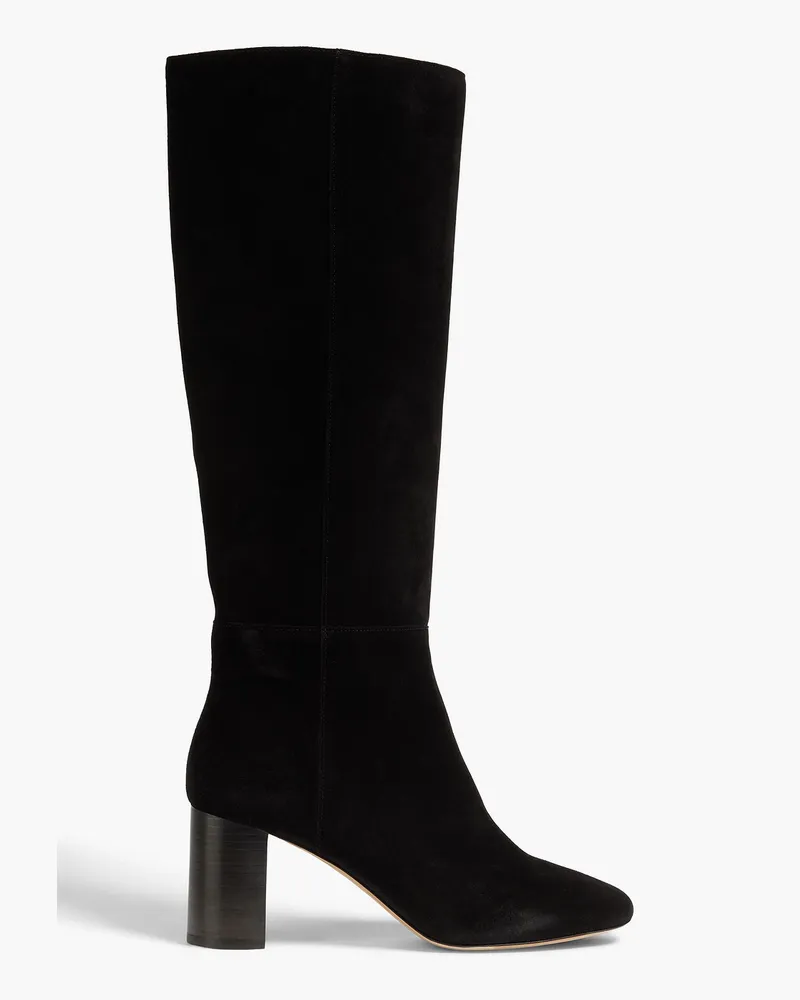 Claudie Pierlot Kniehohe Stiefel aus Veloursleder Schwarz