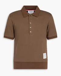 Thom Browne Geripptes Poloshirt aus Baumwolle Braun