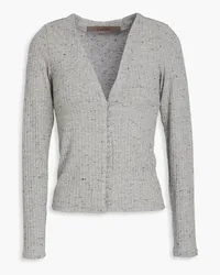 Enza Costa Cardigan aus Donegal-Rippstrick Grau