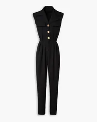 Balmain Jumpsuit aus Grain de Poudre aus Wolle mit Knöpfen Schwarz