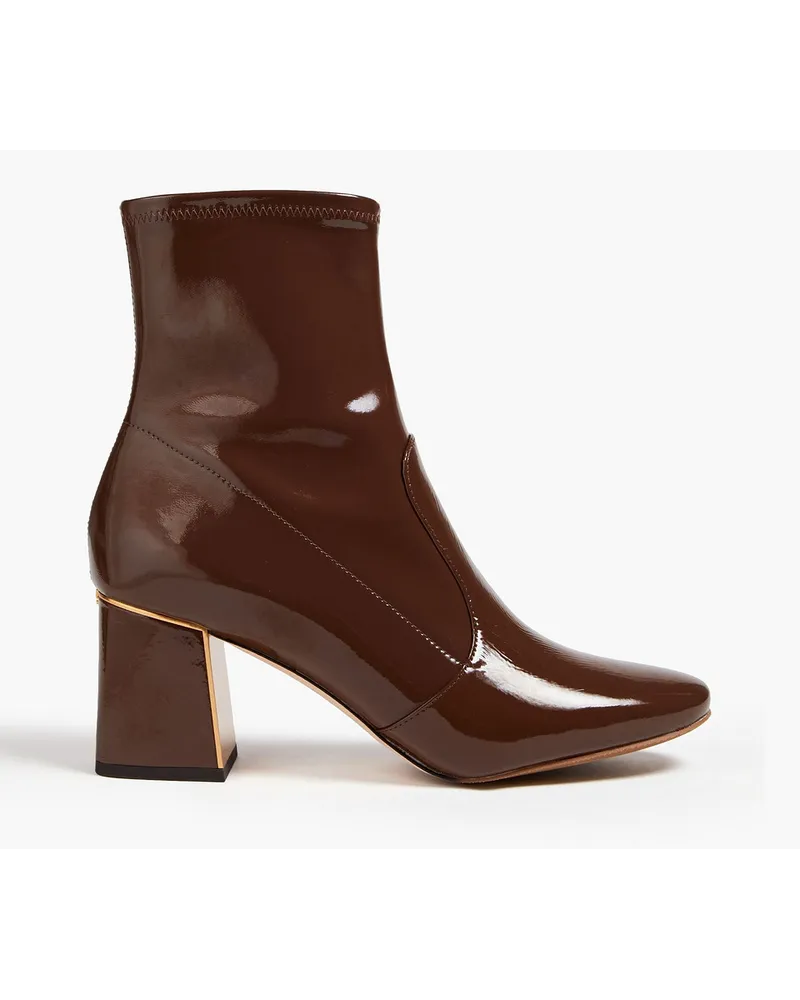 Tory Burch Gigi 70 Ankle Boots aus Lackleder Braun