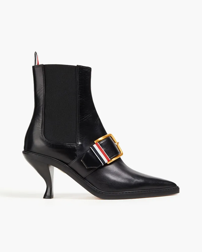 Thom Browne Ankle Boots aus Leder mit Schnalle Schwarz