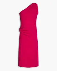 Hervé Léger Drapiertes Kleid aus Stretch-Ponte mit asymmetrischer Schulterpartie und Verzierung Pink