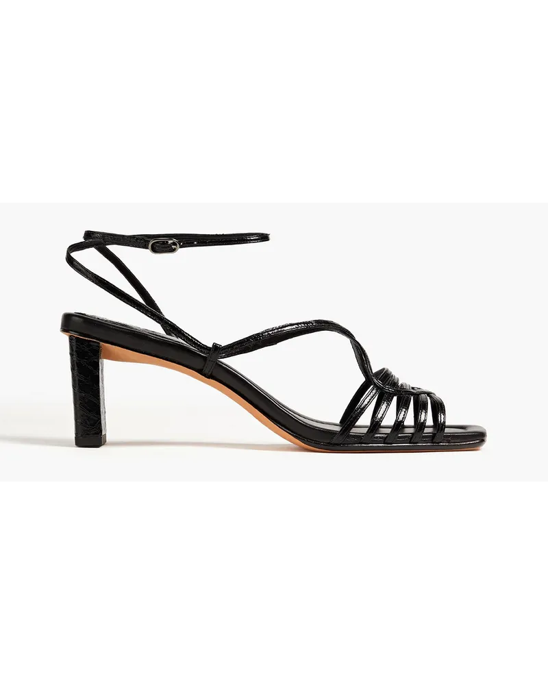 Alexandre Birman Sandalen aus Leder mit Schlangeneffekt Schwarz