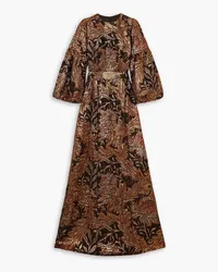 Andrew GN Robe aus -Brokat mit Gürtel Metallic