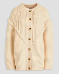 Claudie Pierlot Cardigan aus Wolle mit Zopfstrickmuster Weiß