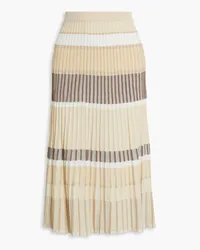 Proenza Schouler Gestreifter Midirock aus geripptem Jacquard-Strick mit Metallic-Effekt Neutral