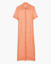 Dries van Noten Hemdkleid aus Seidenkrepon inMidilänge Orange