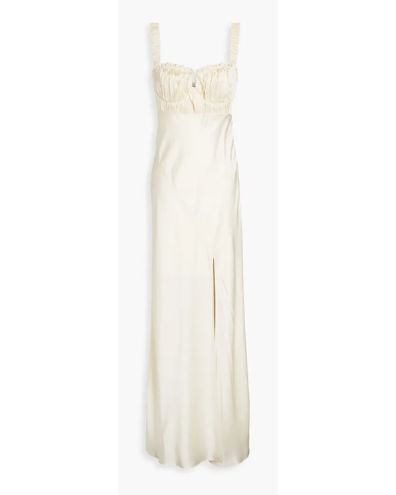 NICHOLAS Nina gerafftes Maxikleid aus Seidensatin Neutral