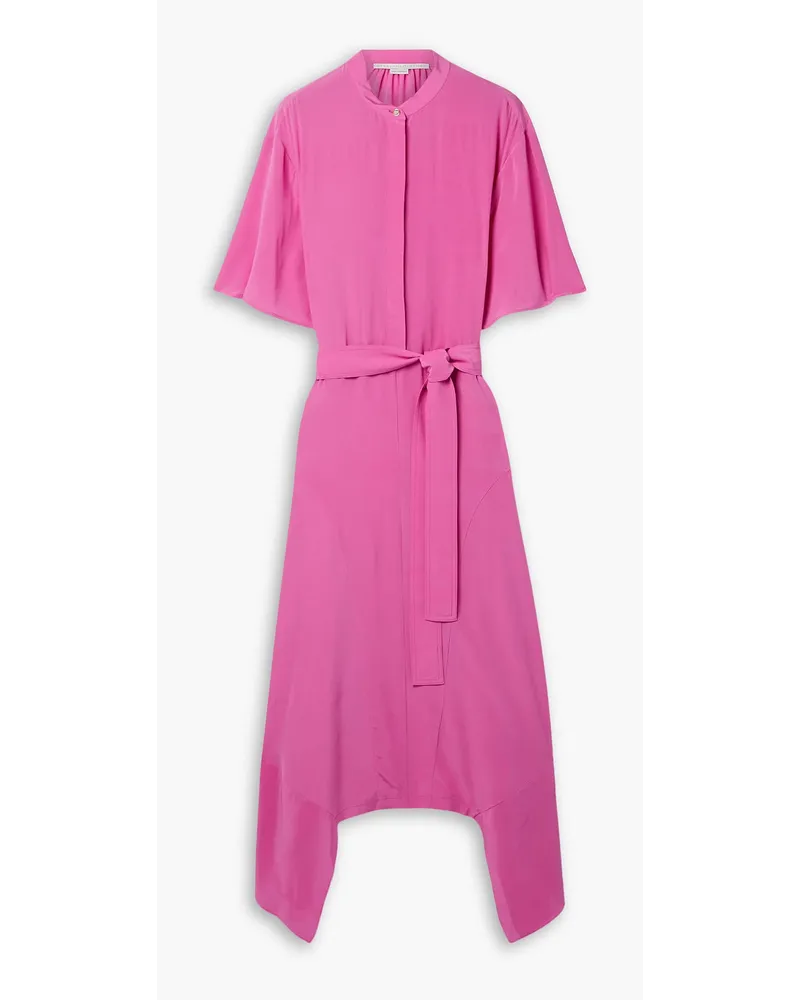 Stella McCartney Asymmetrisches Midikleid aus Crêpe de Chine aus Seide mit Bindegürtel Pink