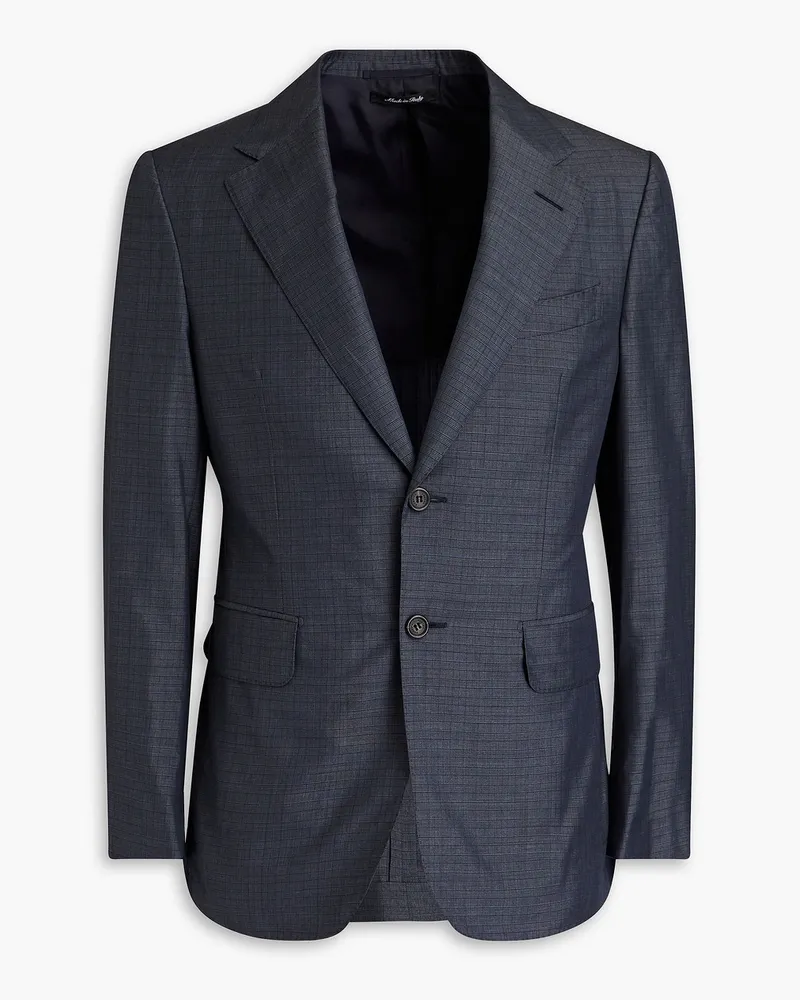 Dunhill Blazer aus Wolle mit Glencheck-Muster Blau