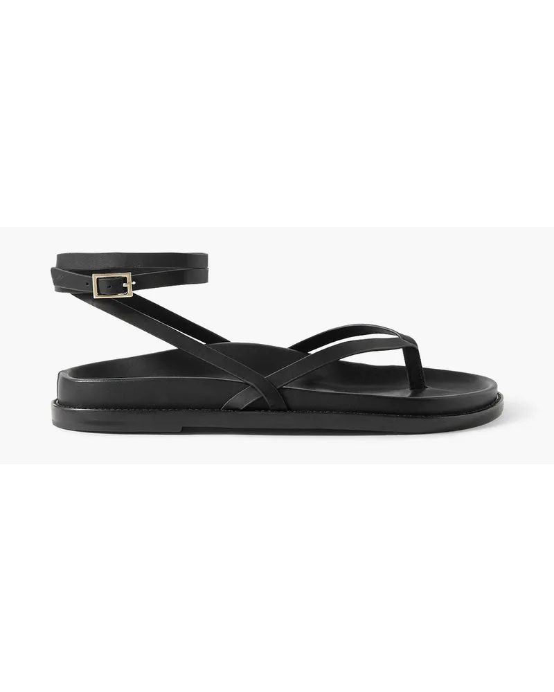 Porte & Paire Ledersandalen Schwarz