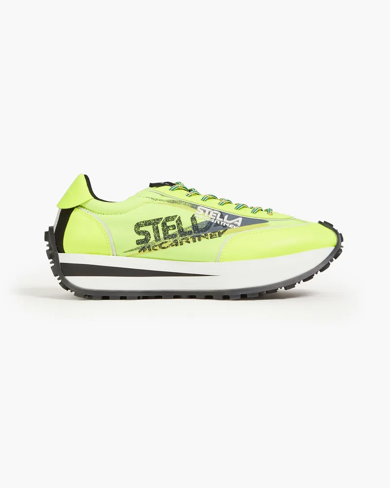 Stella McCartney Neonfarbene Sneakers aus Shell mit Logoprint Gelb