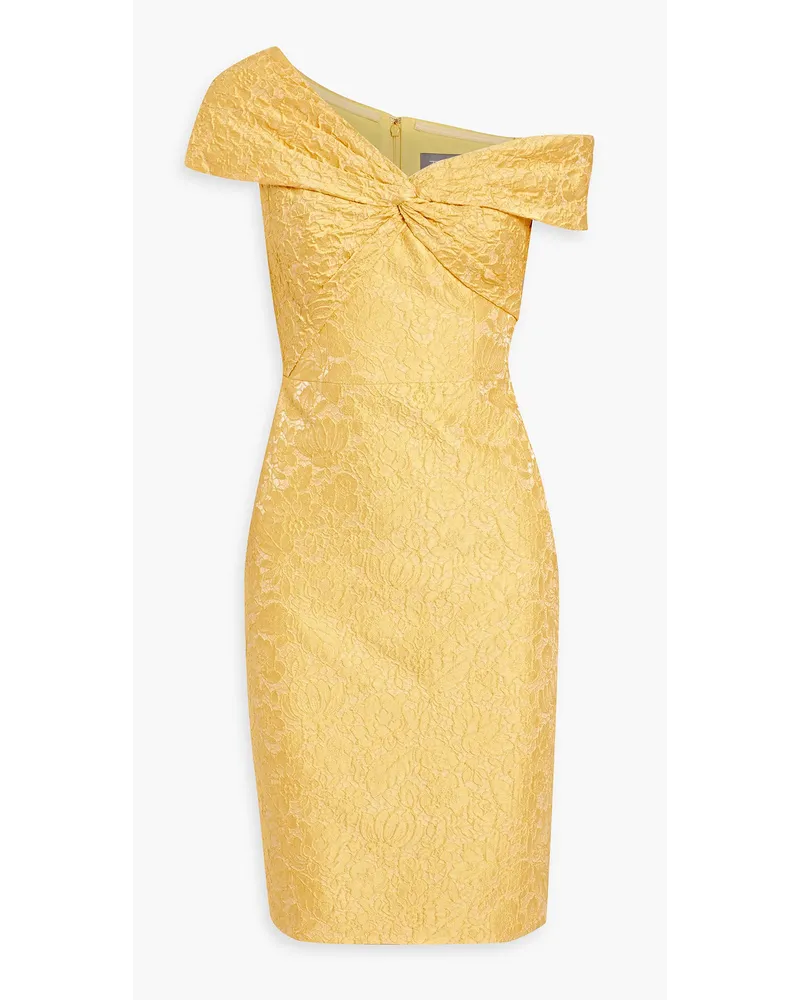 THEIA Dillan Minikleid aus Cloqué mit asymmetrischer Schulterpartie Gelb