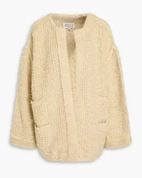 Maison Margiela Gerippter Cardigan aus Bouclé-Strick aus einer Leinenmischung Neutral