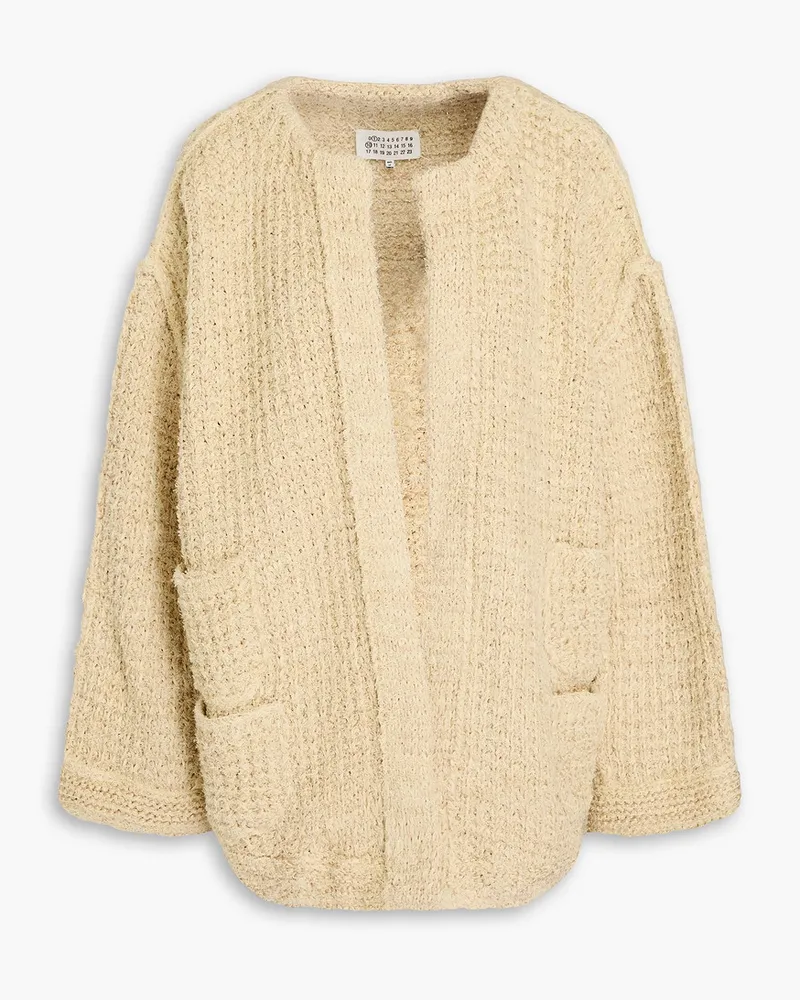 Maison Margiela Gerippter Cardigan aus Bouclé-Strick aus einer Leinenmischung Neutral