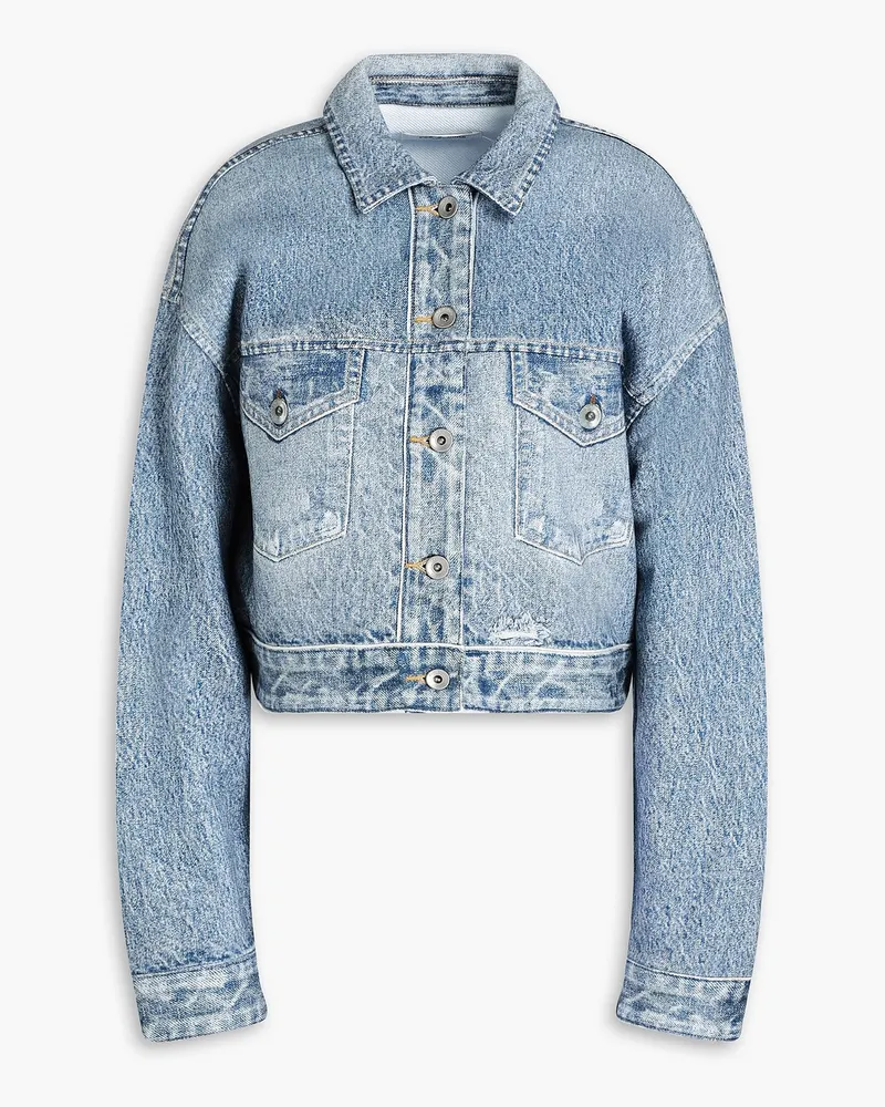 Rag & Bone Miramar bedruckte Cropped Jacke aus Baumwollfrottee Blau