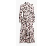Eleanor Hemdkleid inMidilänge aus Baumwolle mit floralem Print und Raffung