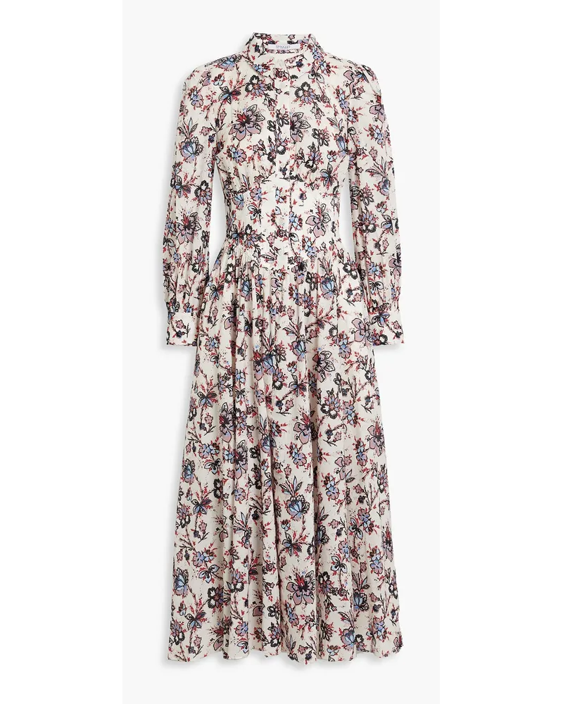 Derek Lam Eleanor Hemdkleid inMidilänge aus Baumwolle mit floralem Print und Raffung Rot