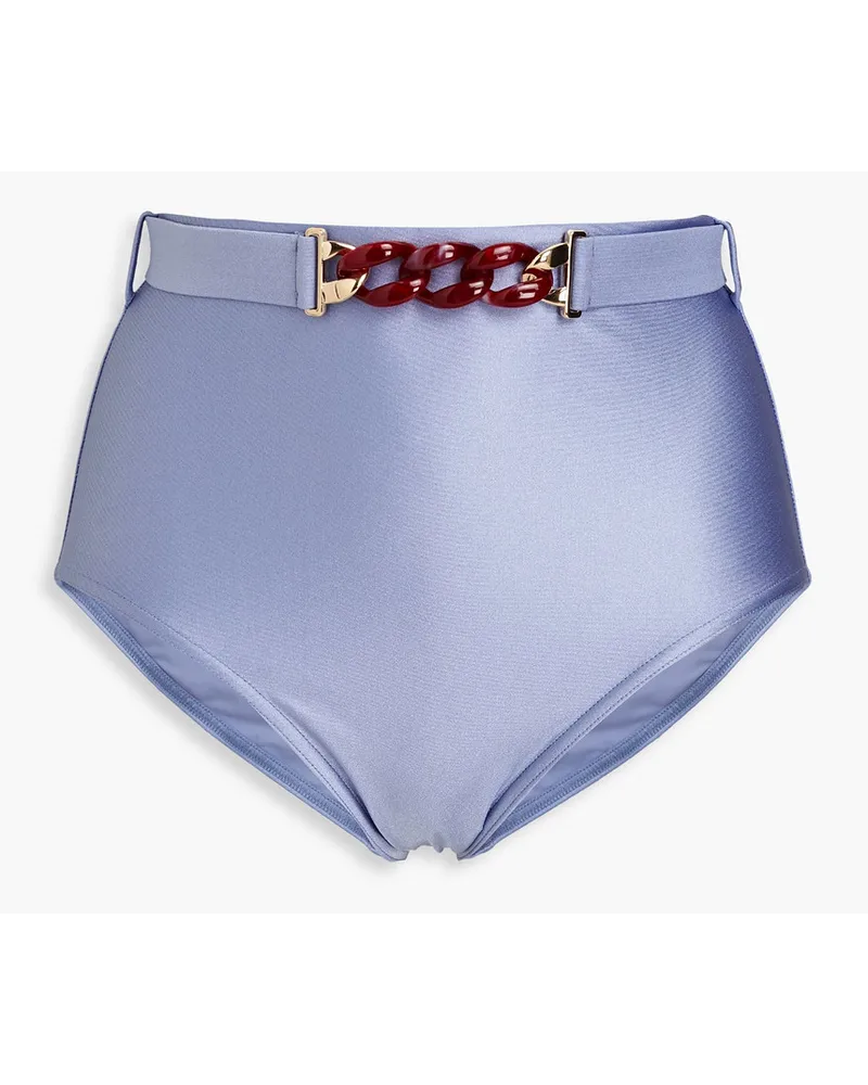 Zimmermann Hoch sitzendes Bikini-Höschen mit Kettenverzierung und Gürtel Blau