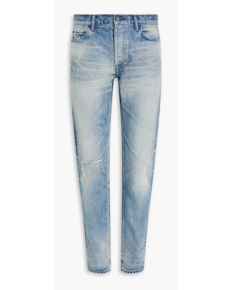 John Elliott + Co Jeans mit schmalem Bein aus ausgewaschenem Denim inDistressed-Optik Blau