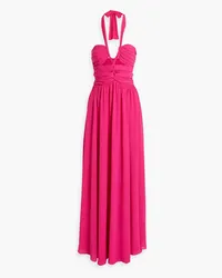 Ronny Kobo Ally Neckholder-Maxikleid aus Georgette mit Raffungen Pink