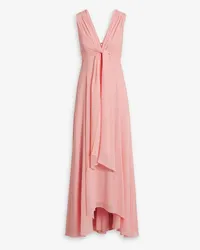 Badgley Mischka Asymmetrische Robe aus Chiffon mit Drapierung Pink