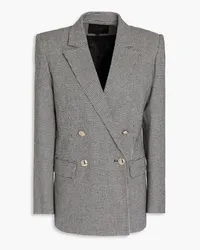 Maje Doppelreihiger Blazer aus Tweed mit Hahnentrittmuster Schwarz