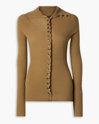 Proenza Schouler Cardigan aus Merinowolle mit Rüschen Braun