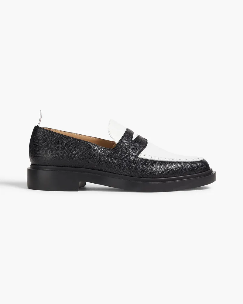 Thom Browne Zweifarbige Loafers aus Narbenleder Schwarz