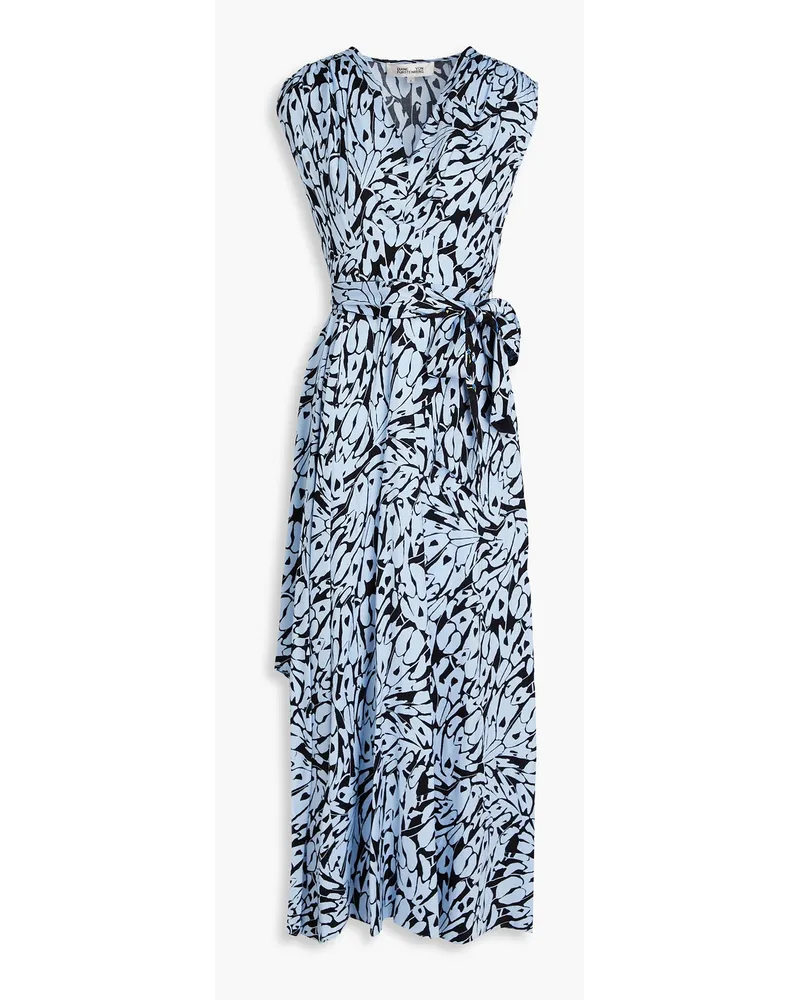 Diane von Furstenberg Merlin bedrucktes Midikleid aus Jacquard Blau