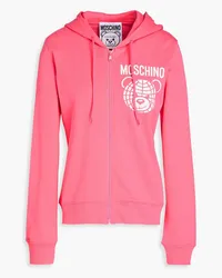 Moschino Sweatshirt aus Baumwollfrottee mit Kapuze und Print Pink