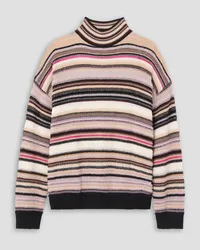 Missoni Gestreifter Rollkragenpullover aus Häkelstrick Weiß