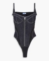 Thierry Mugler Jeansbody mit Stretch-Anteil inPatchwork-Optik Blau