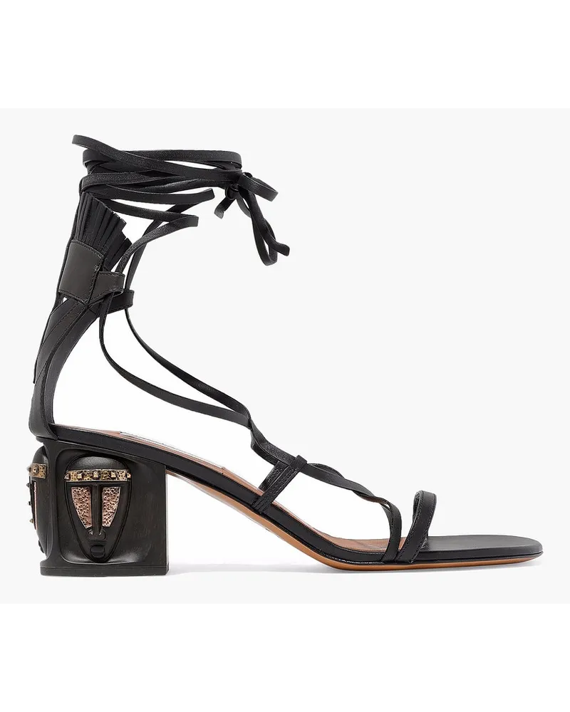 Valentino Garavani Lace-up embellished leather sandals Schwarz