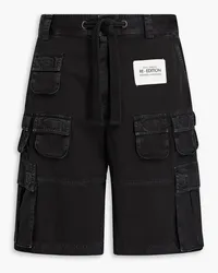 Dolce & Gabbana Cargoshorts aus Baumwoll-Gabardine mit Applikationen Schwarz