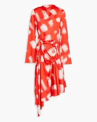 J.W.Anderson Drapiertes Midikleid aus Satin mit Print Rot