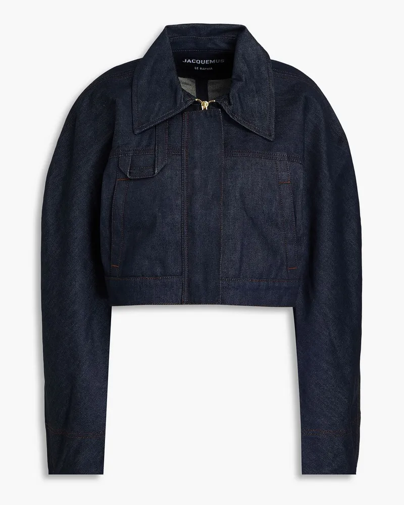 Jacquemus La Veste de Nimes Meio Cropped Jeansjacke Blau