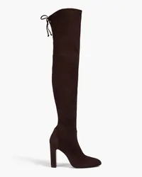 Stuart Weitzman Vida Overknees aus Veloursleder Braun