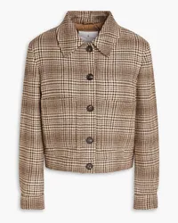 Brunello Cucinelli Jacke aus einer Wollmischung mit Hahnentrittmuster inMetallic-Optik Neutral