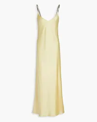 GALVAN Slip Dress aus Satin inMaxilänge mit Kettenverzierung Gelb