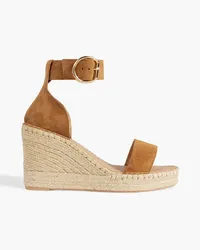 Iris & Ink Gaby Espadrille-Wedges aus Veloursleder Braun