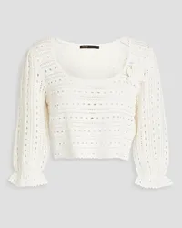 Maje Cropped Pullover inHäkeloptik Weiß