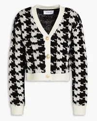 Derek Lam Cropped Cardigan aus Jacquard-Strick aus einer Merinowollmischung Schwarz