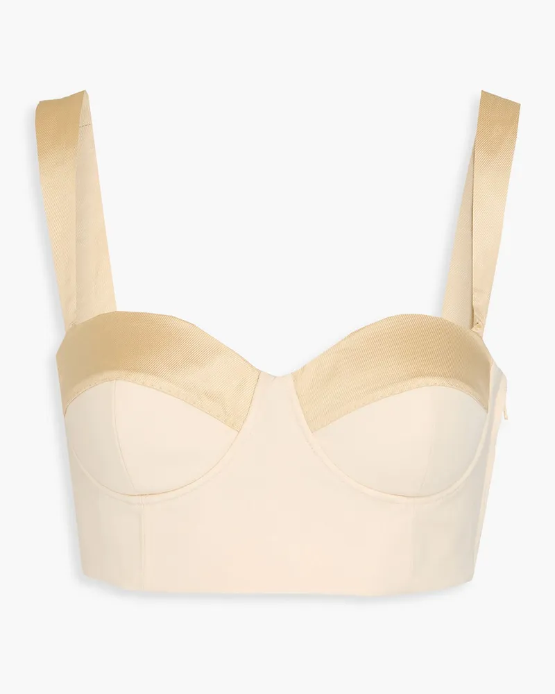 Moschino Cropped Bustier Oberteil Aus Zweifarbigem Grain De Poudre Wolle Neutral