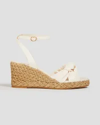 Stuart Weitzman Espadrille-Wedges aus Leder mit Knotendetail Weiß