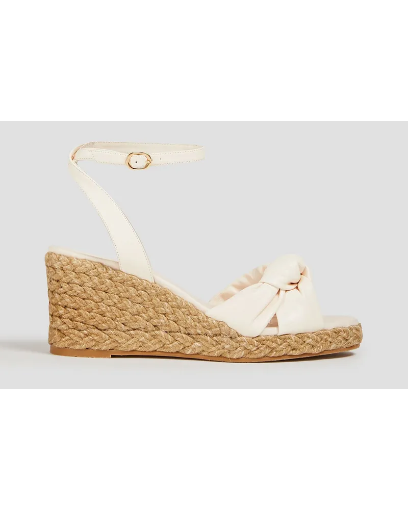 Stuart Weitzman Espadrille-Wedges aus Leder mit Knotendetail Weiß